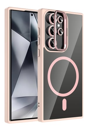Joko Samsung Galaxy S25 Ultra Remim Lensli Magsafe Standlı Kapak - Pembe