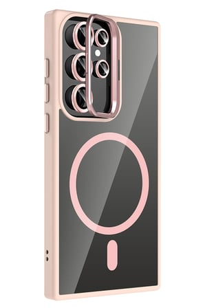 Joko Samsung Galaxy S25 Ultra Remim Lensli Magsafe Standlı Kapak - Pembe