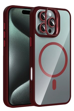 Joko Apple iPhone 16 Pro Max Remim Lensli Magsafe Standlı Kapak - Bordo