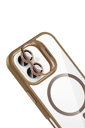 Joko Apple iPhone 16 Plus Remim Lensli Magsafe Standlı Kapak - Kahverengi