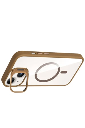 Joko Apple iPhone 14 Remim Lensli Magsafe Standlı Kapak - Kahverengi