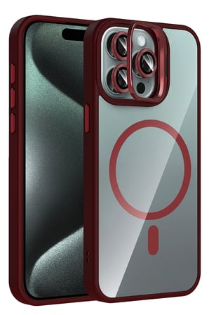 Joko Apple iPhone 14 Pro Max Remim Lensli Magsafe Standlı Kapak - Bordo