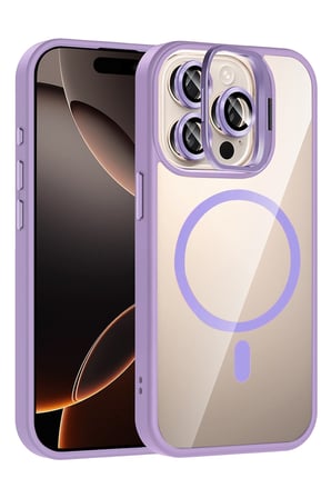 Joko Apple iPhone 14 Pro Max Remim Lensli Magsafe Standlı Kapak - Lila