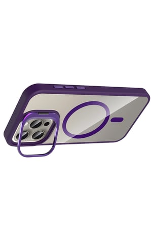 Joko Apple iPhone 15 Pro Max Remim Lensli Magsafe Standlı Kapak - Derin Mor