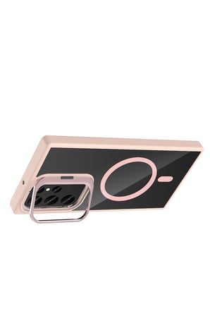 Joko Samsung Galaxy S23 Ultra Remim Lensli Magsafe Standlı Kapak - Pembe
