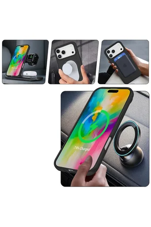 Uray store Apple iPhone 17 Pro Regal Magsafe Standlı Kapak - Derin Mor