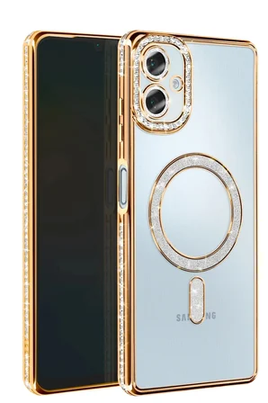 Uray store Samsung Galaxy A06 Joke Simli Magneticsafe Kılıf - Gold