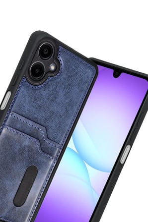 Uray store Samsung Galaxy A07 4G Sara Kartvizitli Deri Kılıf - Lacivert