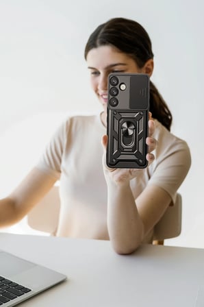 Uray store Samsung Galaxy S25 FE Pars Lens Yüzüklü Silikon - Kırmızı