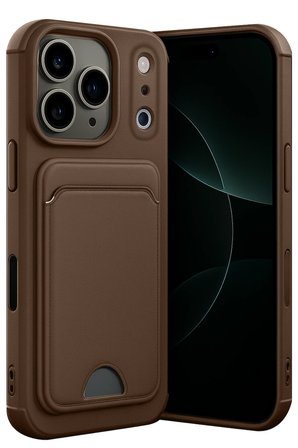 Uray store Apple iPhone 17 Pro Max Kelvin Kartvizitli Silikon - Kahverengi