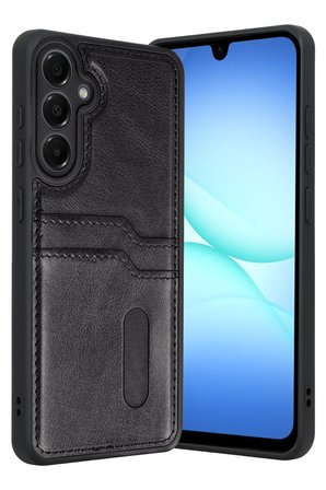 Uray store Samsung Galaxy A17 5G Sara Kartvizitli Deri Kılıf - Siyah