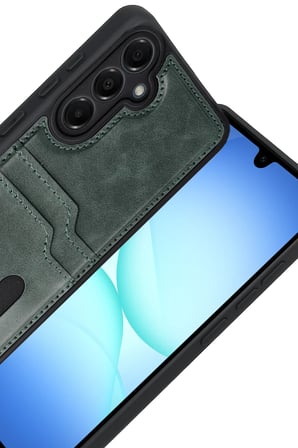 Uray store Samsung Galaxy A17 5G Sara Kartvizitli Deri Kılıf - Yeşil