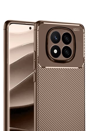 Uray store Xiaomi Redmi Note 14 Pro 5G Kılıf Auto Focus Karbon Kapak - Kahverengi