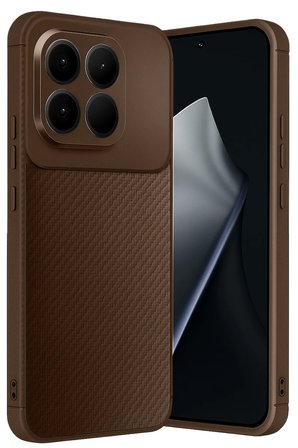 Uray store Xiaomi Mi 15T Auto Focus Karbon Kapak - Kahverengi