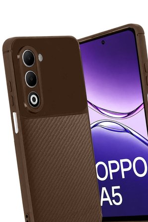 Uray store Oppo A5 4G Auto Focus Karbon Kapak - Kahverengi