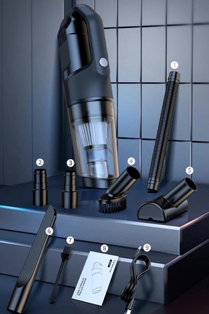 Uray store VC006 50W 4000 mAh Bataryalı Kablosuz Çok Fonksiyonlu Araç Süpürge - Siyah