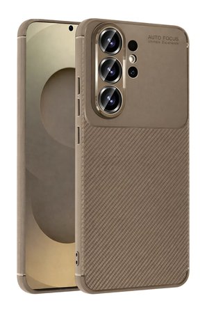 Uray store Samsung Galaxy S26 Ultra Auto Focus Karbon Kapak - Kahverengi