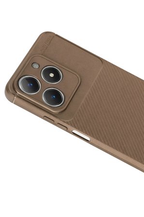 Uray store Realme C61 Kılıf Auto Focus Karbon Kapak - Kahverengi