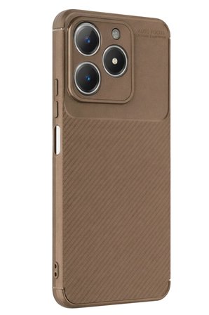 Uray store Realme C61 Kılıf Auto Focus Karbon Kapak - Kahverengi