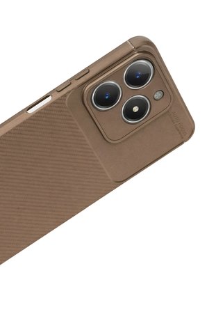 Uray store Realme C61 Kılıf Auto Focus Karbon Kapak - Kahverengi