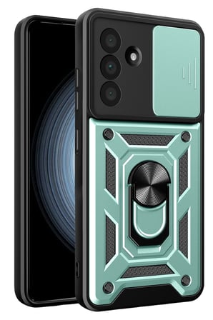 Uray store Samsung Galaxy A37 5G Pars Lens Yüzüklü Silikon - Yeşil