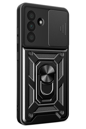 Uray store Samsung Galaxy A57 5G Pars Lens Yüzüklü Silikon - Siyah