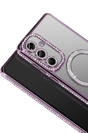Uray store Samsung Galaxy A37 5G Joke Simli Magneticsafe Kılıf - Derin Mor
