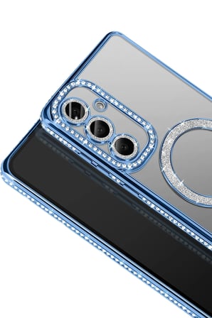 Uray store Samsung Galaxy A57 5G Joke Simli Magneticsafe Kılıf - Mavi