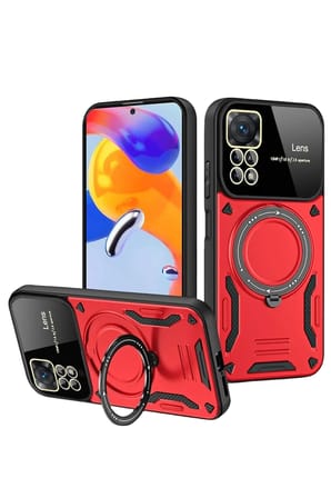 Uray store Realme 11 Pro Plus Joy Lens Standlı Kapak - Kırmızı
