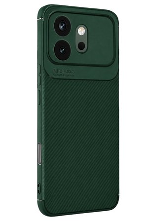 Uray store Huawei Honor 600 Auto Focus Karbon Kapak - Koyu Yeşil