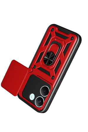 Uray store Xiaomi Poco X8 Pro Pars Lens Yüzüklü Silikon - Kırmızı