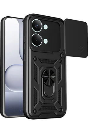 Uray store Xiaomi Poco X8 Pro Max Pars Lens Yüzüklü Silikon - Siyah