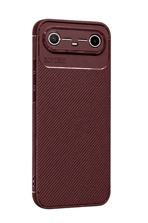 Uray Store Tecno Spark Slim 5G Auto Focus Karbon Kapak - Bordo