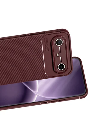 Uray Store Tecno Spark Slim 5G Auto Focus Karbon Kapak - Bordo
