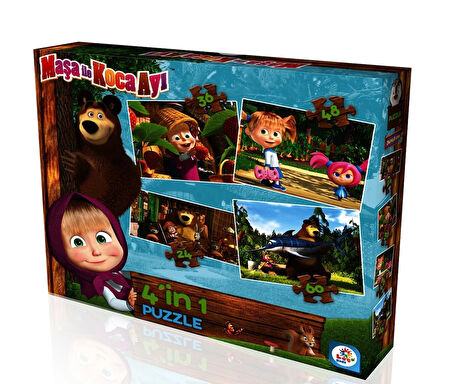 MAŞA İLE KOCA AYI 4 IN 1 PUZZLE (4 FARKLİ GÖRSEL)