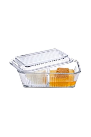 Frigo Bölmeli Saklama Kabı, Reçellik, Ballık, Kahvaltılık + Baran Ahşap Bal Kaşığı (daldız)
