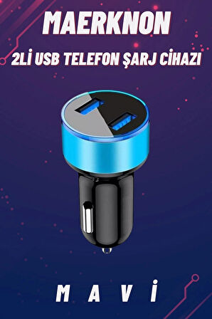 OTO TELEFON ŞARJ CİHAZI 2 Lİ USB