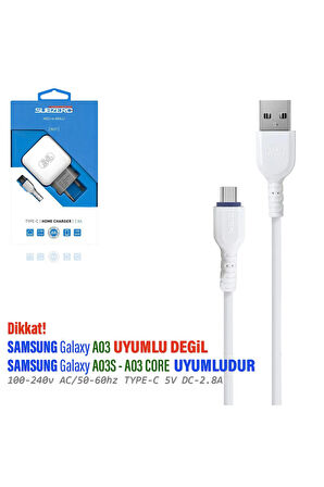 Samsung Galaxy A03s - A03 Core Uyumlu Şarj Cihazı 5V 2.8A