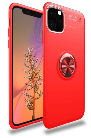 Newface Apple iPhone 11 Pro Max Kılıf Range Yüzüklü Silikon - Kırmızı