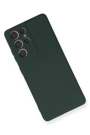 Newface Samsung Galaxy S21 Ultra Kılıf Nano içi Kadife Silikon - Koyu Yeşil