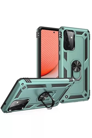 Newface Samsung Galaxy A72 Kılıf Sofya Yüzüklü Silikon Kapak - Yeşil
