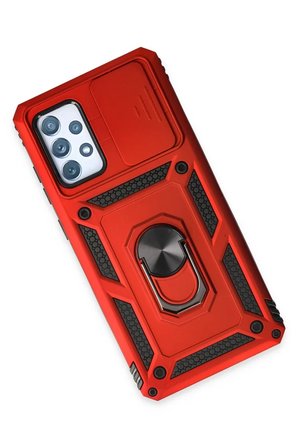 Newface Samsung Galaxy A72 Kılıf Pars Lens Yüzüklü Silikon - Kırmızı