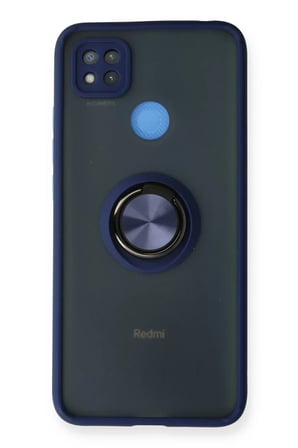 Newface Xiaomi Redmi 9C Kılıf Montreal Yüzüklü Silikon Kapak - Lacivert