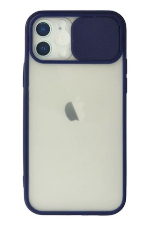 Newface Apple iPhone 12 Kılıf Palm Buzlu Kamera Sürgülü Silikon - Lacivert