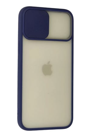 Newface Apple iPhone 12 Pro Max Kılıf Palm Buzlu Kamera Sürgülü Silikon - Lacivert