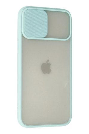 Newface iPhone 12 Pro Max Kılıf Palm Buzlu Kamera Sürgülü Silikon - Turkuaz