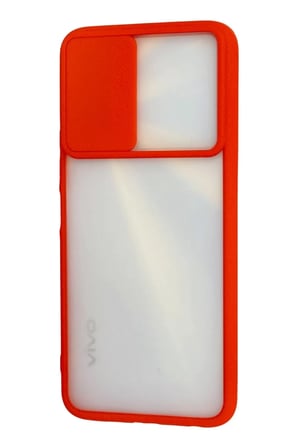 Newface Vivo Y11S Kılıf Palm Buzlu Kamera Sürgülü Silikon - Kırmızı