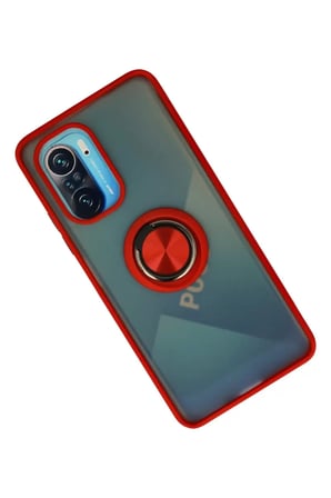 Newface Xiaomi Redmi K40 Kılıf Montreal Yüzüklü Silikon Kapak - Kırmızı