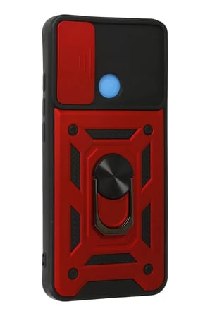 Newface Xiaomi Redmi 9C Kılıf Pars Lens Yüzüklü Silikon - Kırmızı