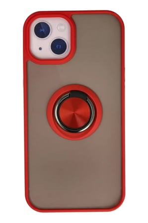 Newface Apple iPhone 13 Kılıf Montreal Yüzüklü Silikon Kapak - Kırmızı